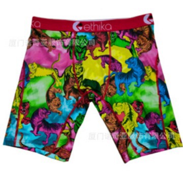 Clear 01-4 adjustable cross-border breathable Men's underwear 3DET printed sports breathable et Ice Silk tight boxer