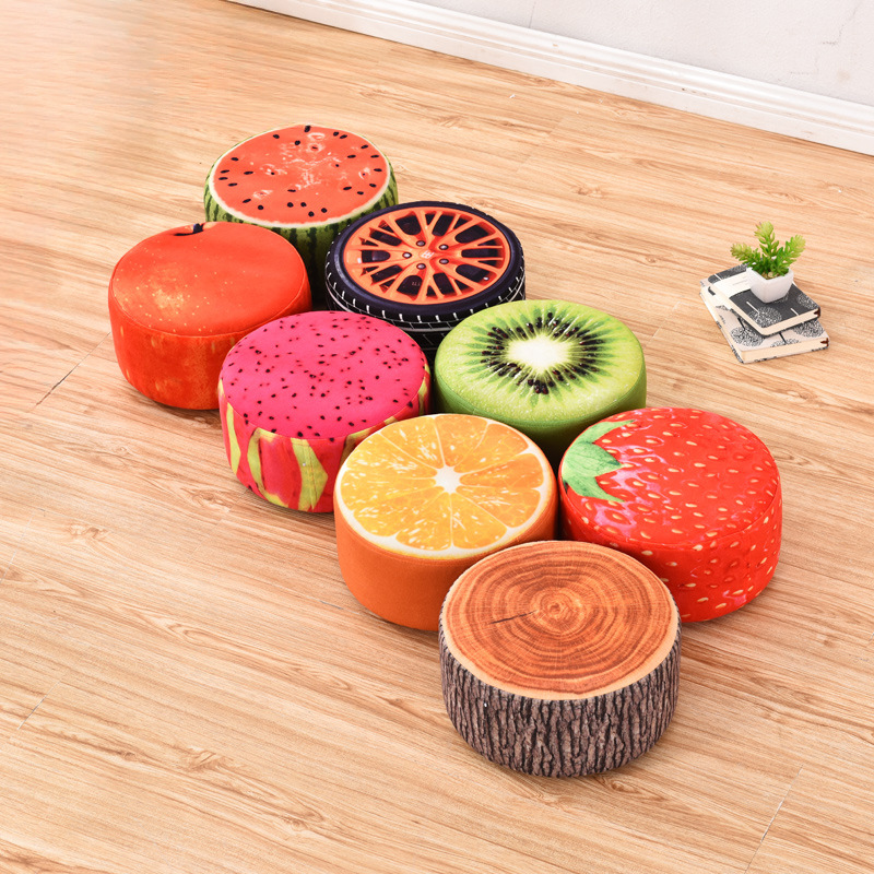Low Stool Fashion Small Stool Creative Round Sofa Stool Shoe Changing Stool Fabric Small Stool Low Stool Cartoon Sitting Stool Coffee Table Stool