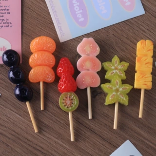 仿真微缩食玩冰糖水果串diy树脂饰品创意发夹配件橘子蓝莓串模型