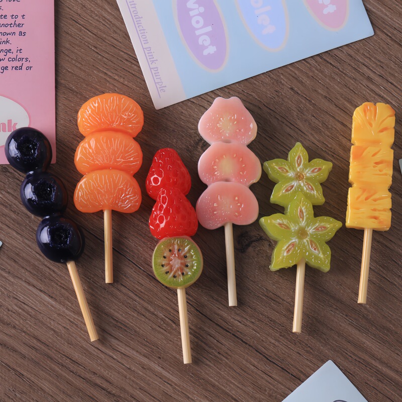 Simulated miniature food toy sugar-coated fruit skewers DIY resin accessories creative hairpin accessories orange and blueberry skewer model Simulated miniature food toy sugar-coated fruit skewers DIY resin accessories creative hairpin accessories orange and blueberry skewer model