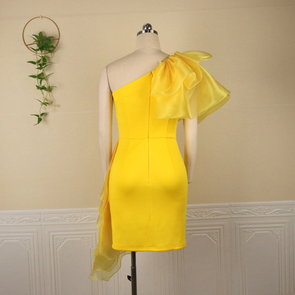 Damenbekleidung Sexy schulterfreies durchsichtiges Organza-Partykleid mit hoher Taille und Hüftrock in Übergröße_voghion.com