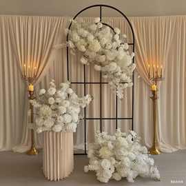 欧式婚礼装饰奶白色满天星地排花艺 活动仪式摄影道具布置仿真花