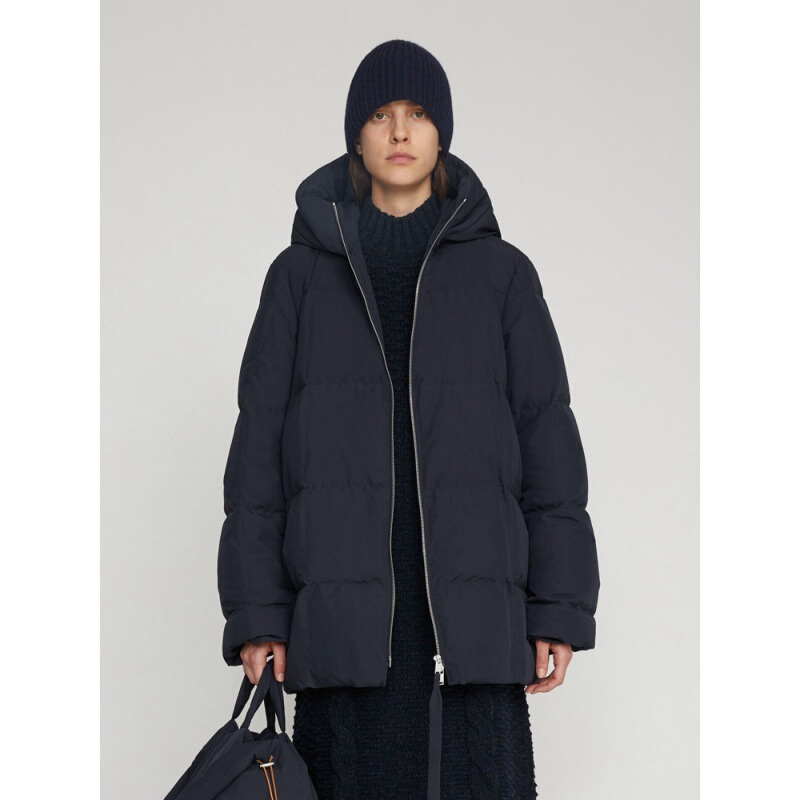 Longmei Hooded Quilted down Jacket for Women 2026 Winter New Jil Style Minimalist Work Clothing Loose Warm Coat