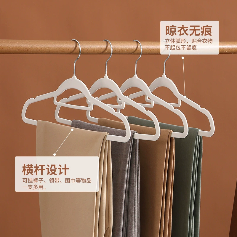 Plastic velvet hanger Women's clothes hanging home anti -slip free trace wardrobe storage support for wholesale and finishingist recommendation