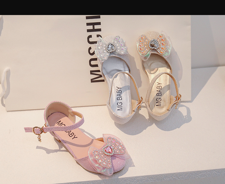 Süße High Heels mit Schleife, Baotou-Sandalen für Mädchen, mittelgroße Kristall-Showschuhe, Sommerschuhe für Kinder_voghion.com