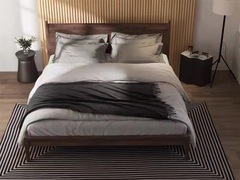 North American imported black walnut solid wood full bed 1.8-meter double bed, simple modern Nordic-style master bedroom bed