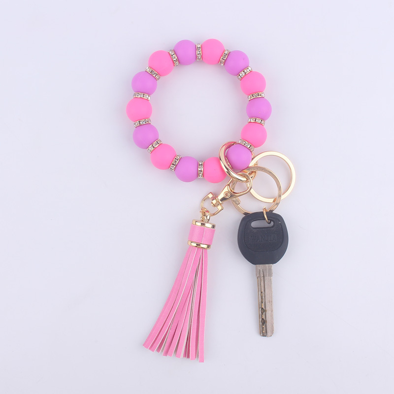 Women's Gender Beaded Design Simple Style Artistic Color Block Alloy Silica Gel Beaded Women's Keychain