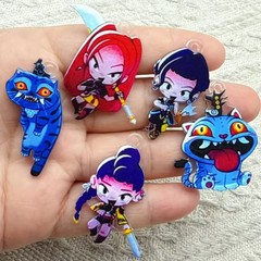 跨境卡通动漫猎魔女团老虎亚克力吊坠DIY耳环钥匙扣项链挂件配饰