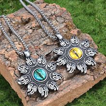 跨境新品复古个性太阳黄眼睛蓝眼睛不掉色钛钢朋克风荷鲁斯之眼