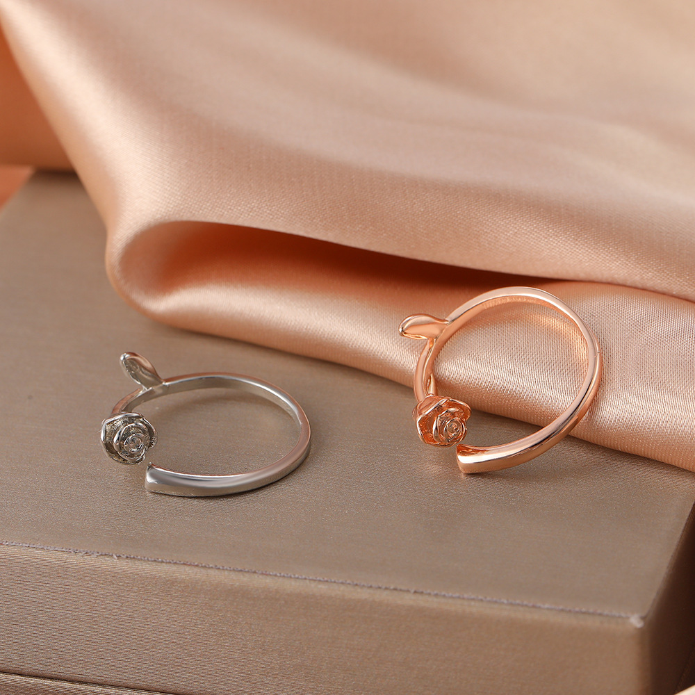 Europe and America Cross Border Open Rose Ring Ins French Retro Flower Ring Internet-Famous Index Fi