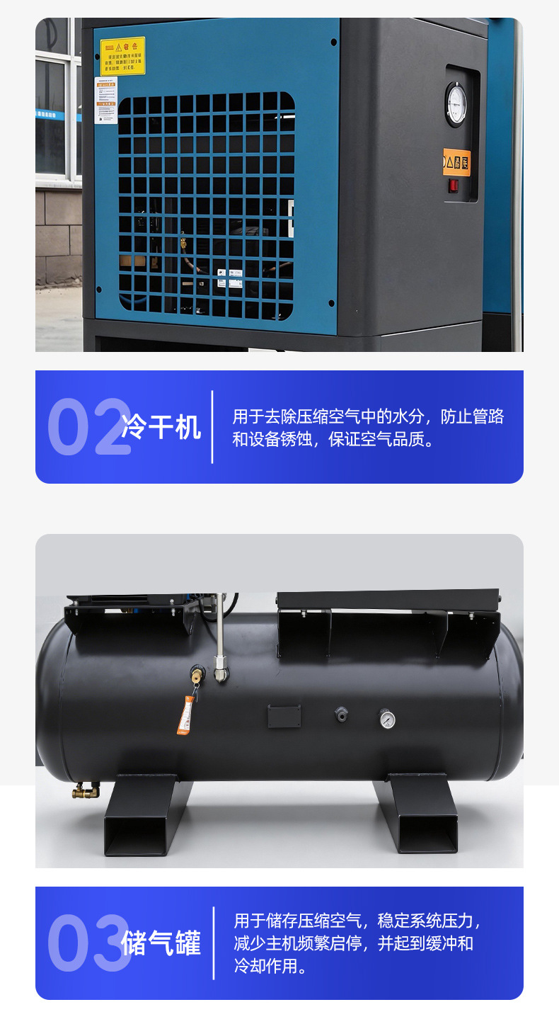 Bosch energy-saving variable frequency four-in-one screw air compressor integrated air compressor 7.5/15KW air compressor