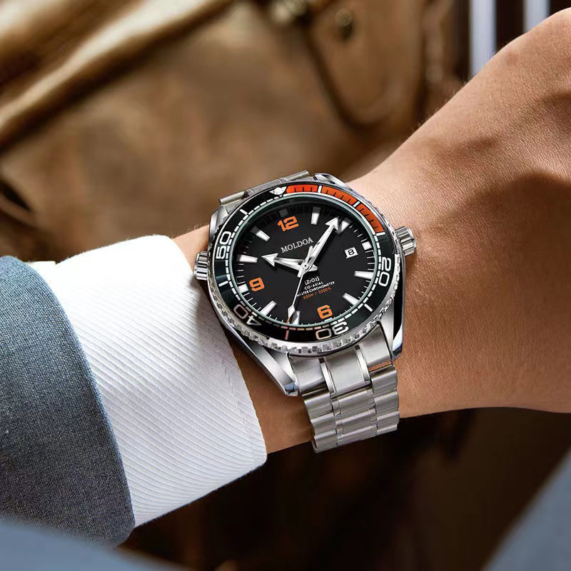 Nyt bedst sælgende ur med fuldautomatisk hulbevægelse, lysende kalender til mænd, dobbeltsidet sommerfuglespænde, vandtæt_voghion.com