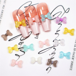 Nail bow jewelry bright transparent jelly bow tie frosted three-dimensional bow resin diamond decoration wholesale