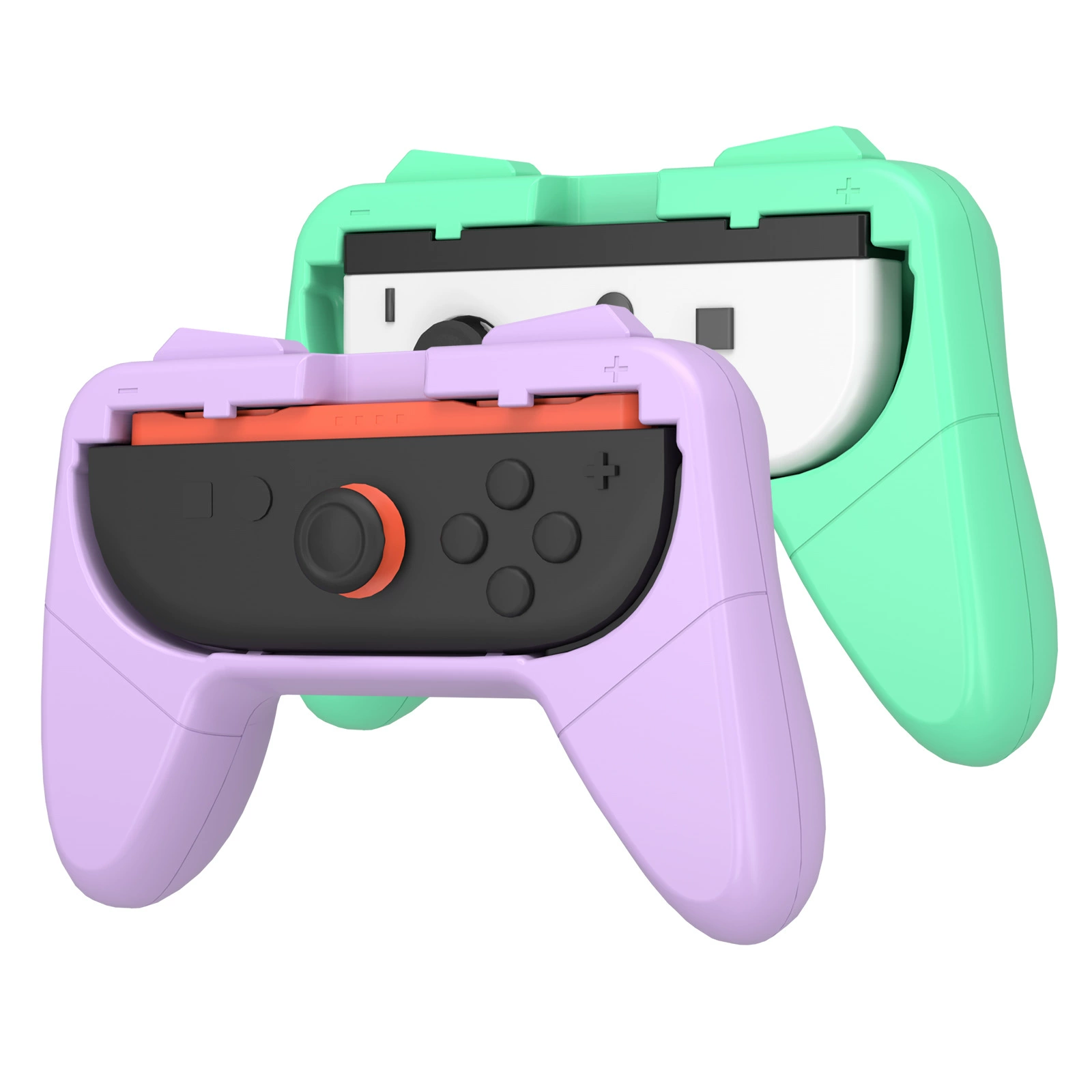 Подходящий для Nintendo Switch/switch2 рукоять-руль с силиконовым чехлом, зелёный и фиолетовый двухцветный аксессуар для контроллера