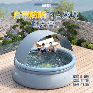 New product sunshade inflatable net Swimming Pool children's family outdoor folding home bath large play pool wholesale