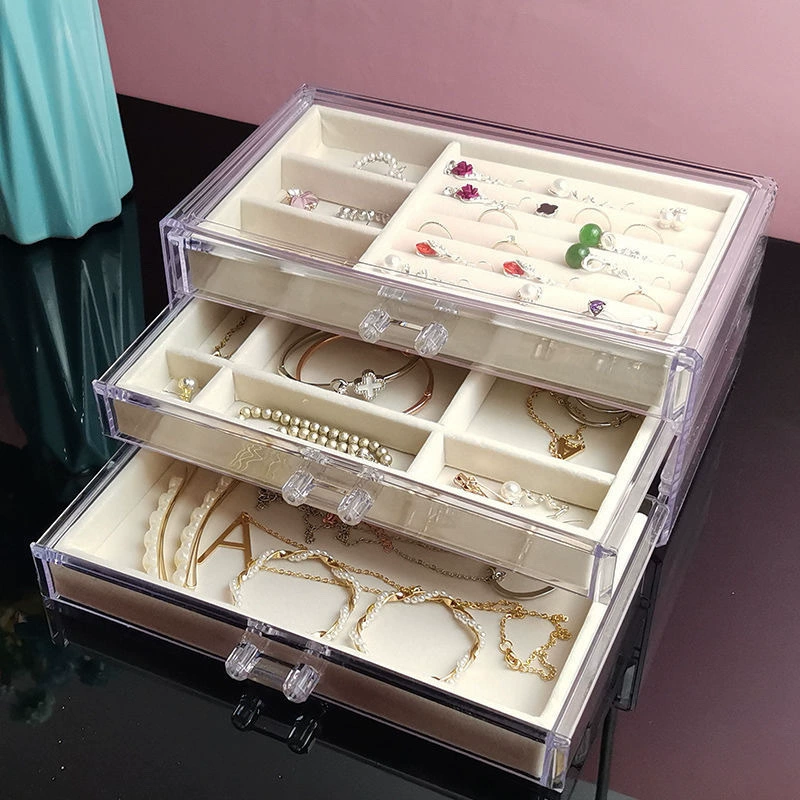 Jewelry Storage Box — Multi-layer 72-Compartment Organizer with Lipstick Top, 3-Drawer