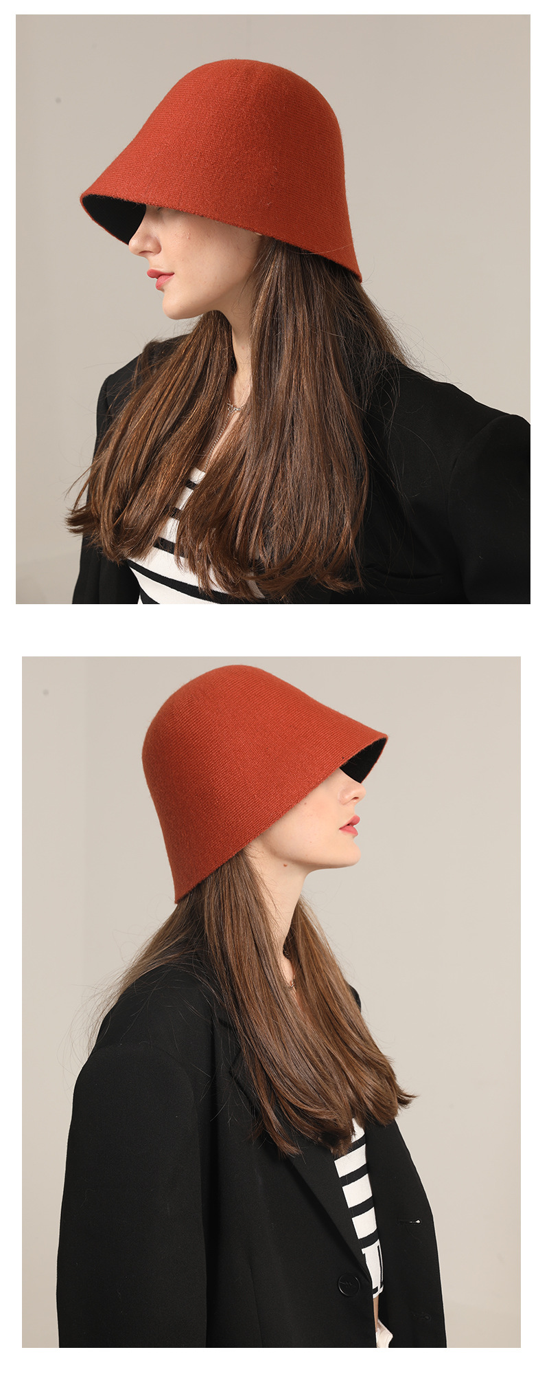 Gorro bucket de punto para mujer otoño invierno estilo coreano_voghion.com
