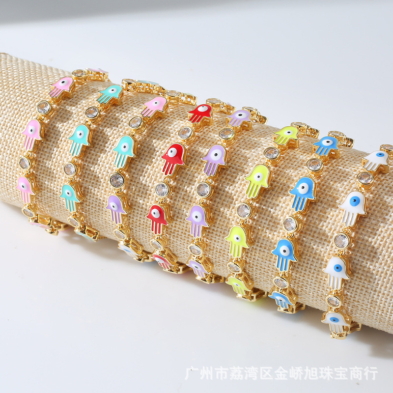 hamsa Palm evil eye cross-border hot selling hip hop fashion adjustable bracelet men and women Wholesale