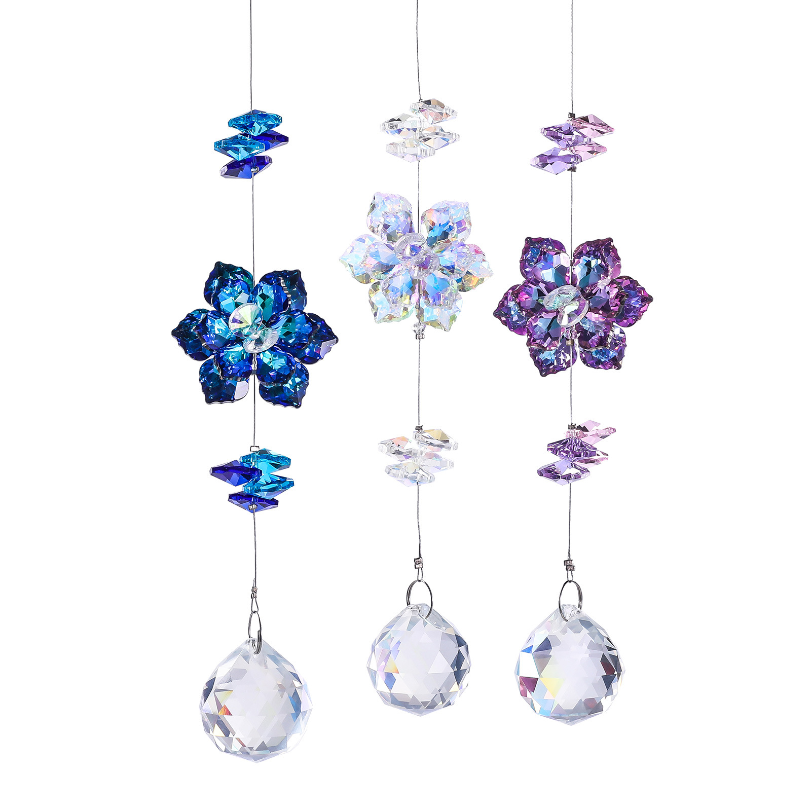 64g Weight Suncatcher, Wind Chime Home Textiles & Decor Type Simple Style Flower Crystal Crystal Suncatcher Wind Chime Wall Art