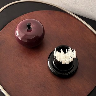 Eco-Friendly Lifestyle Ins Light Luxury Style Apple Ceramic Toothpick Holder Living Room Decorative Ornament High-Value Peace Fruit Storage Jar