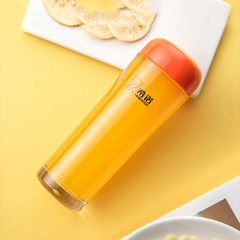 Xino plastic cup with lid, creative portable water cup, cute student anti-fall space cup, outdoor sports transparent cup