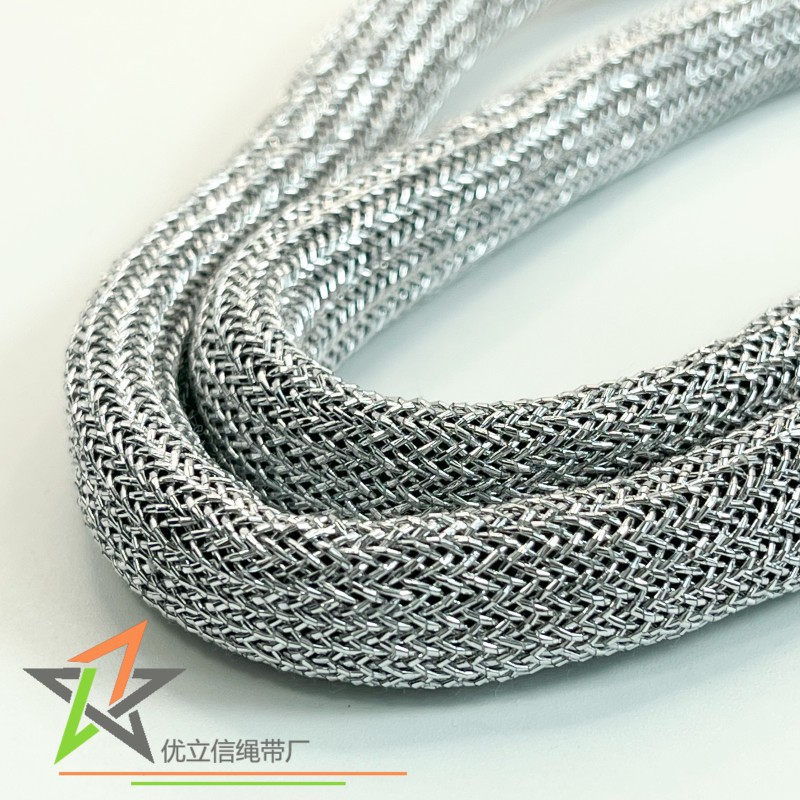 1cm银色金银丝加密粗纹包芯绳 银灰色圆绳 饰品包装绳 礼盒挂绳