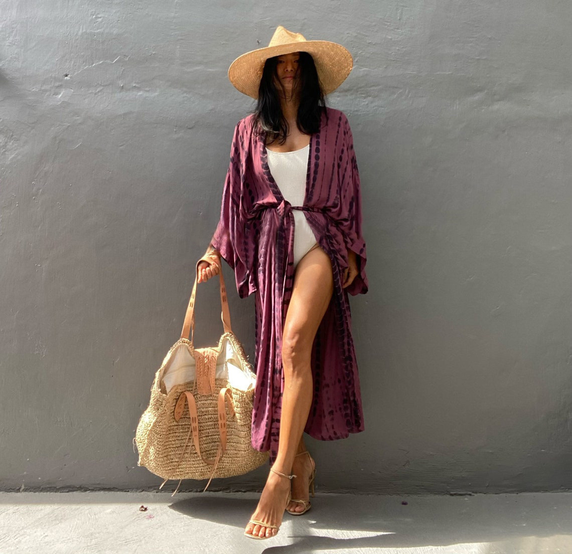 Cárdigan con estampado de rayón explosivo transfronterizo kimono blusa de bikini ropa de protección solar de vacaciones camisa de playa MB304