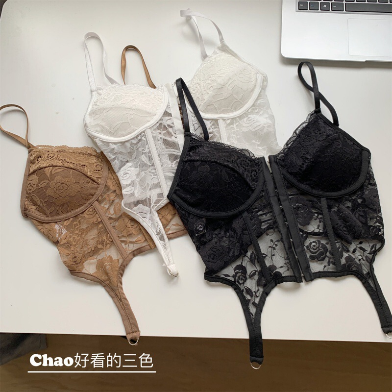 New Spice Girl Inner Top with Chest Pad One-piece Cup Lace Mary Jane Sexy Sling Strap Slim Fishbone Bra