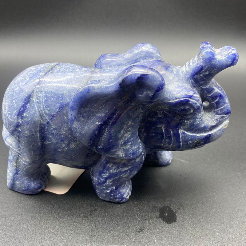 天然精品蓝纹大象手工雕刻件桌面摆件手工雕刻件装饰 图 8