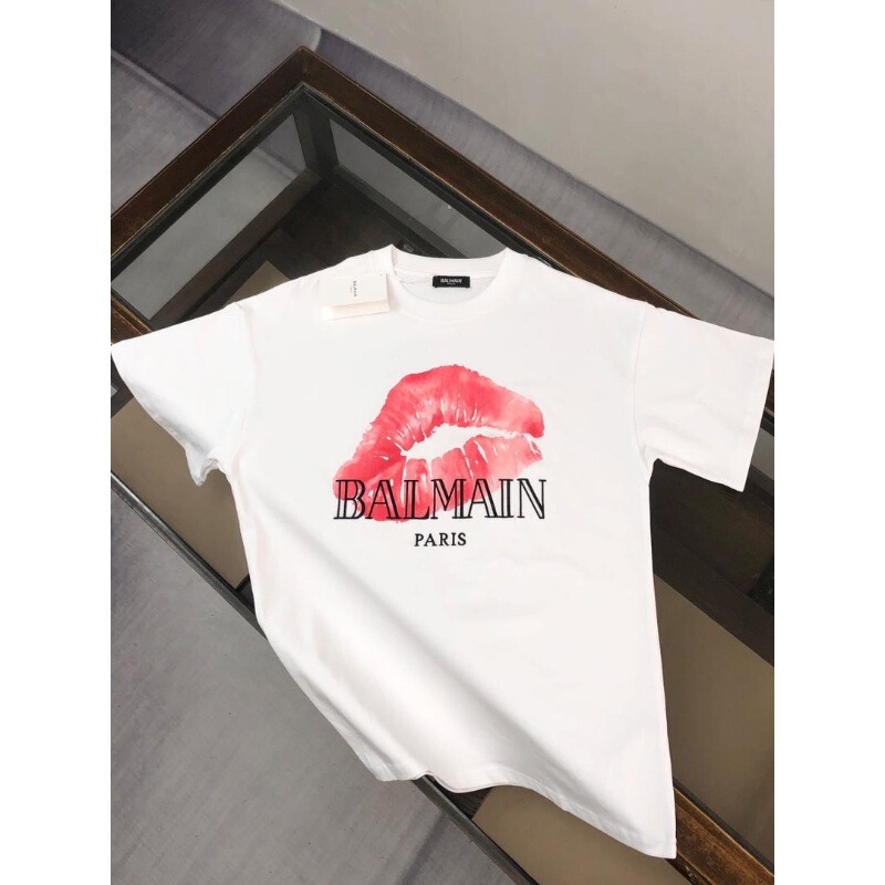 Balmain Balmain Spring and Summer New Chest Letter Logo Embroidered Round Neck Short-Sleeved T-Shirt Men's Casual Bottoming Top