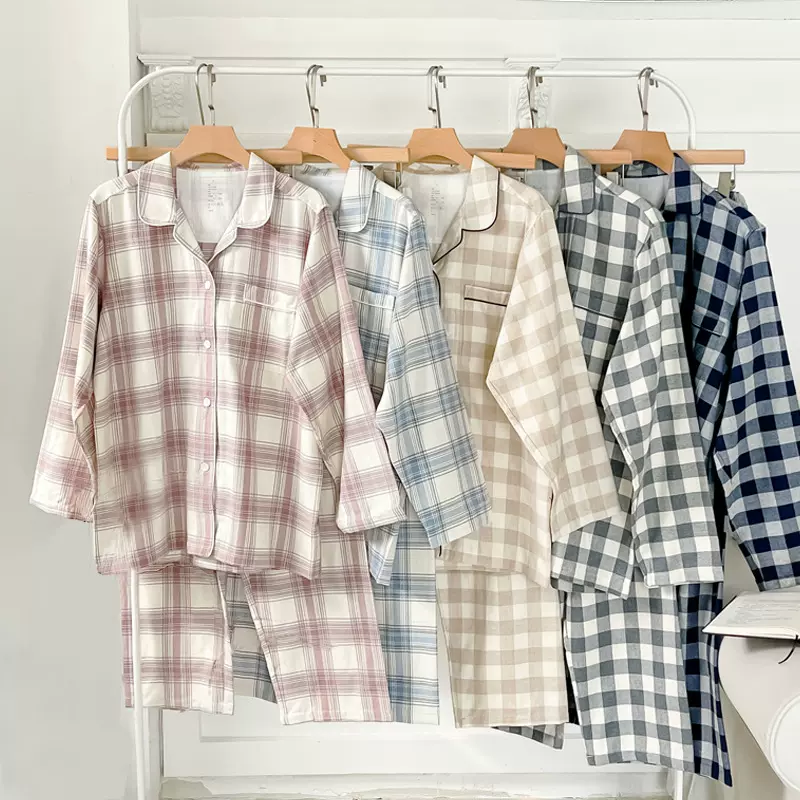 无印日式秋冬无印家居服全棉磨毛法兰绒纯棉情侣睡衣品质长袖套装