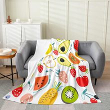 四季水果毛毯苹果猕猴桃毛绒毯子温暖的法兰绒毛毯卡通水果