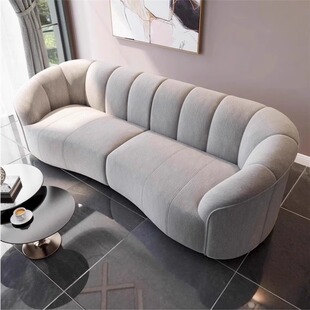 Nordic Light Luxury Fabric Sofa Model Room Reception Hall Club Reception Sofa Living Room Homestay Hotel Curved Sofa