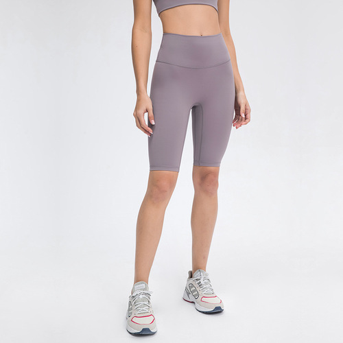 Spring and summer new style T-line double-sided brushed yoga mid-length pants, high-waisted elastic slim-fitting outdoor sports pants for women
