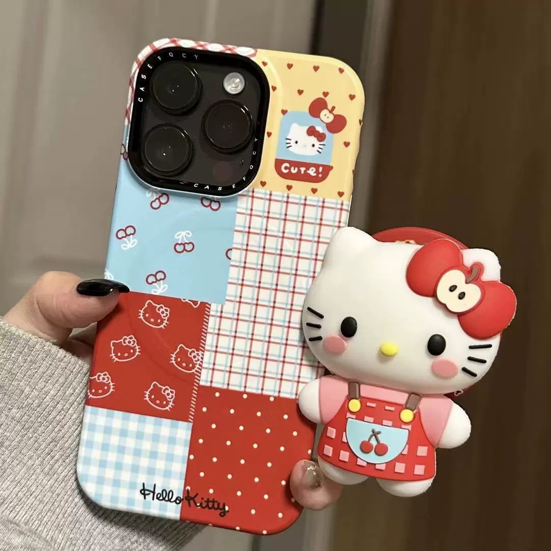 Чехол для телефона (Apple) совместим с iPhone 13–17 серии, котик с магнитным креплением и силиконовым держателем