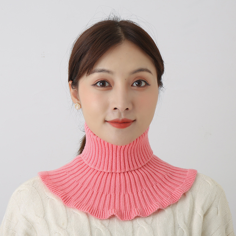 Baja de cabeza para mujeres de otoño y invierno caliente para proteger la columna cervical de color sólido elástico tejido cuello falso suéter cuello alto cuello