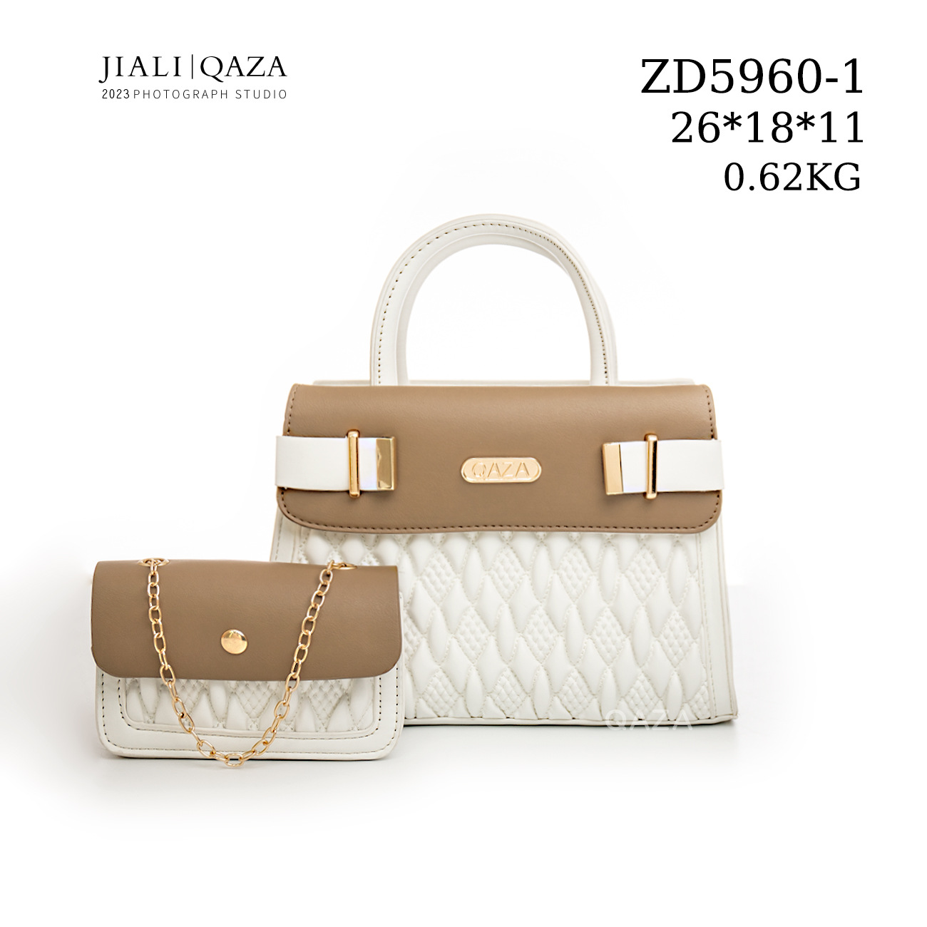 QAZA transfronterizo de gran capacidad bolso de mano para las mujeres 2023 nueva moda de cuero PU bolso de las mujeres de dos piezas conjunto