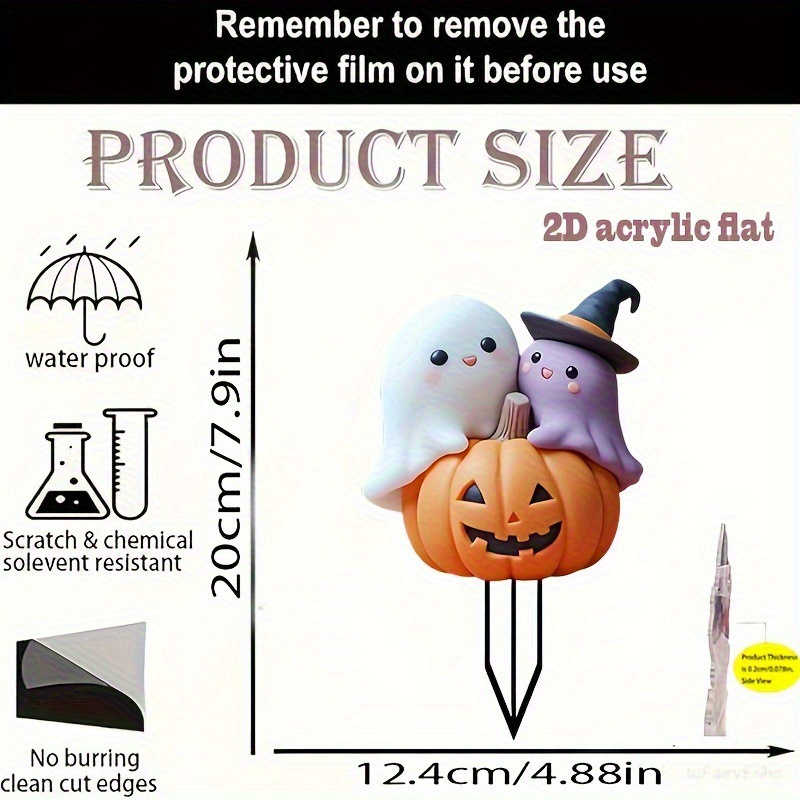 Nuevos productos transfronterizos 2D planos adorables calabazas de Halloween con sombrero de bruja decoración interior y exterior jardín inserción