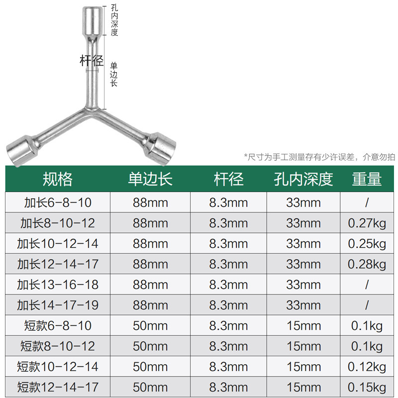 三叉ソケットレンチ延長多機能オートバイ修理ツールy型三角外六角ソケットレンチ|undefined