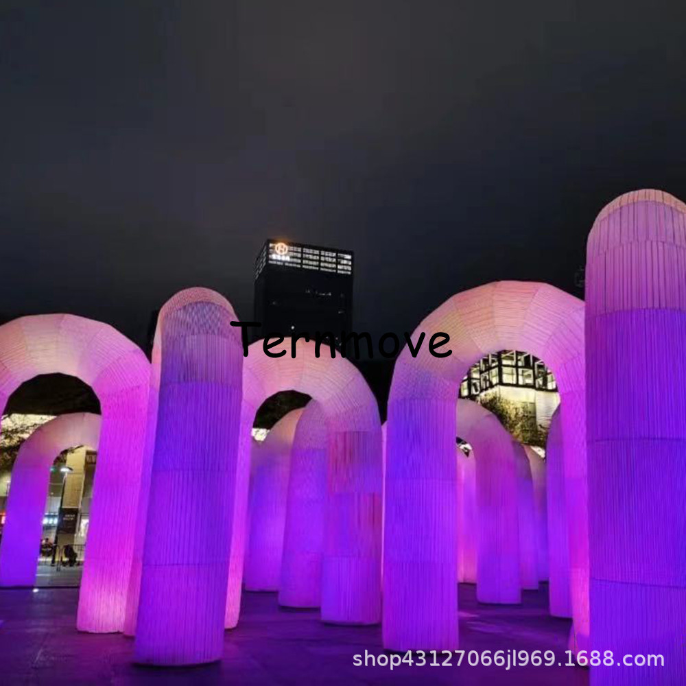 商业美陈充气流水灯光拱门七彩变色发光夜跑比赛充气拱门派对装饰