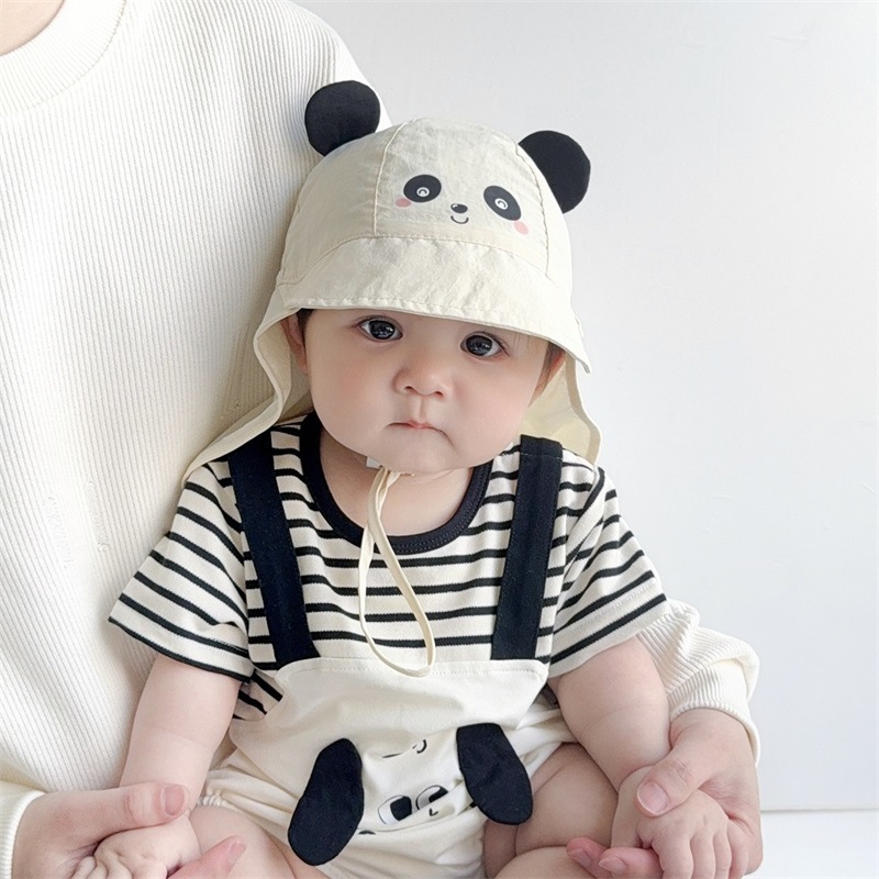 Sombrero de bebé, sombrero de verano, sombrero de verano, sombrero de pescador para bebé, sombrero para el sol para niñas, sombrero de chal al aire libre para panda para niños, delgado