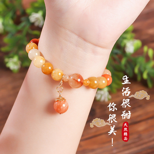 Gemstone mixed batch DIY natural gold thread jade round beads scattered beads handmade bracelet necklace string beads gold thread jade scattered beads mixed batch