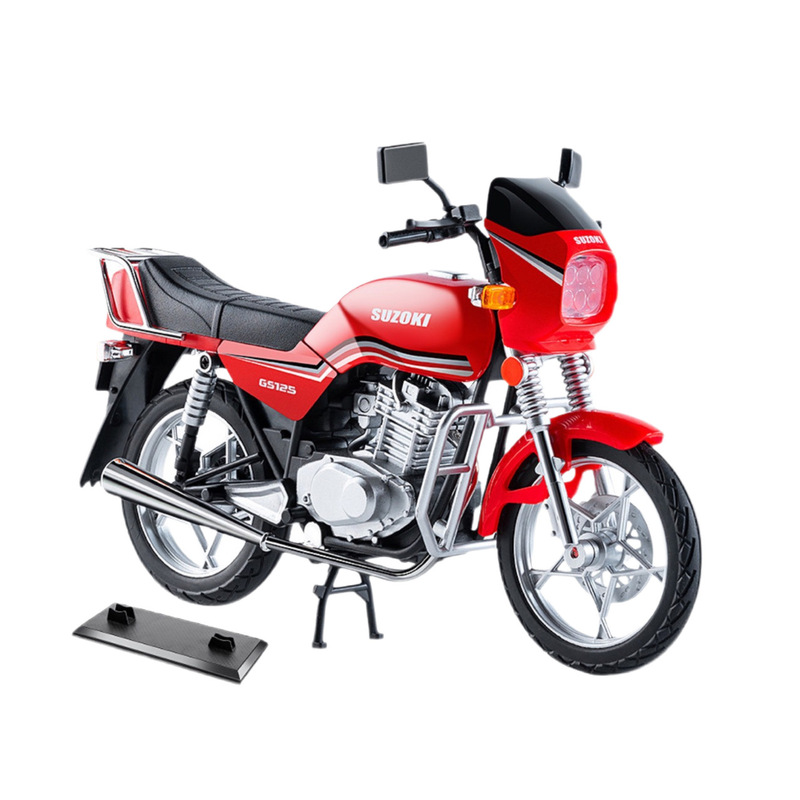 1:10gs125合金摩托车模型男孩声光收藏摆件复古铃木王合金车玩具|undefined