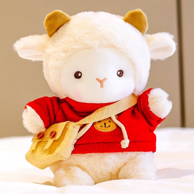 Muñeca de cambio de ropa de oveja de Polk almohada regalo de cumpleaños actividad de seguridad arrojando muñeca de agarración emoción acompañante muñeca de cordero