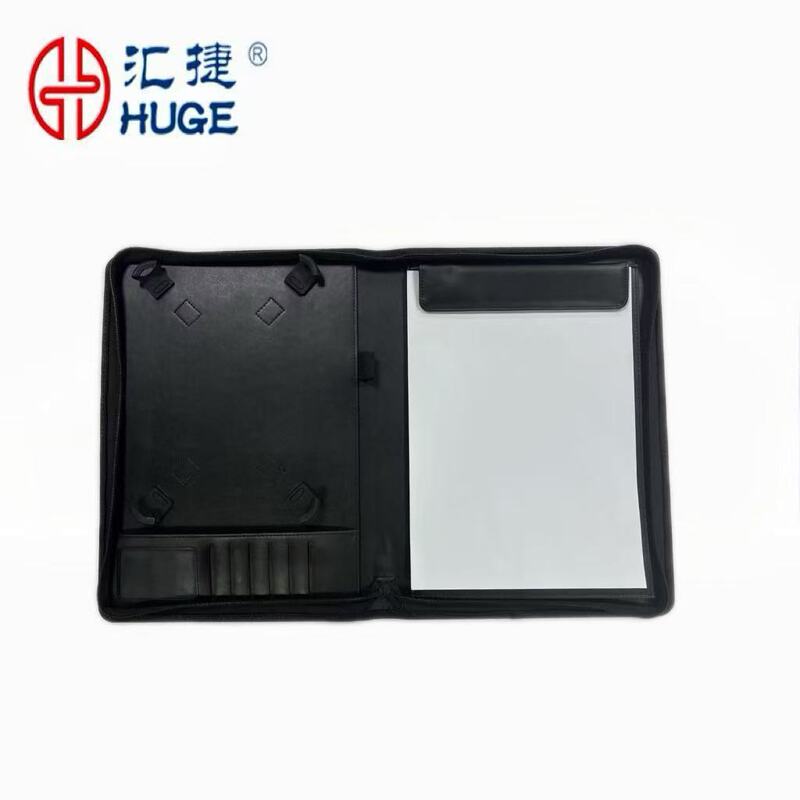 Cross-Border Wholesale A4 Multifunctional Pu Leather Folder Can Hold Tablet Computer Customized Logo Business Simple Briefcase