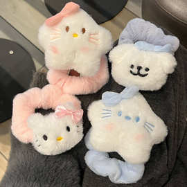 新款蝴蝶结毛绒星星Kitty发圈玩偶公仔大肠学生可爱头绳发饰