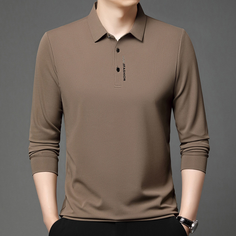 Live Scarecrow Polo Shirt Middle-aged Men's Lassel Long Sleeve T-shirt Men's Spring and Autumn Casual Base Top