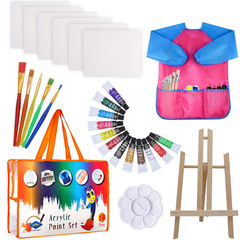 Amazon Children's Painting Tools 27 Set Kindergarten Drawing DIY Art Gift Set Acrylic Paints