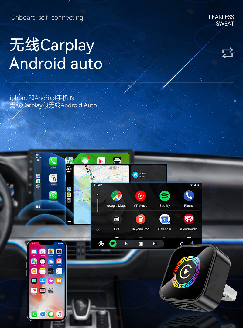 Wired to Wireless Carplay Box with Button Switching for Smart Car-Machine Connectivity, Android Auto Carplay Box