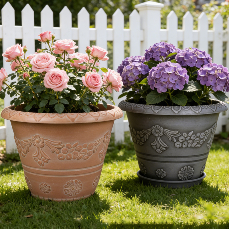 Resin Flower Pot, Ultra-Thick Plastic Environmentally Friendly Flower Pot, Imitation Stoneware Pot, Red Pottery Pot, Global Gallon Pot, Old Relief Flower Pot